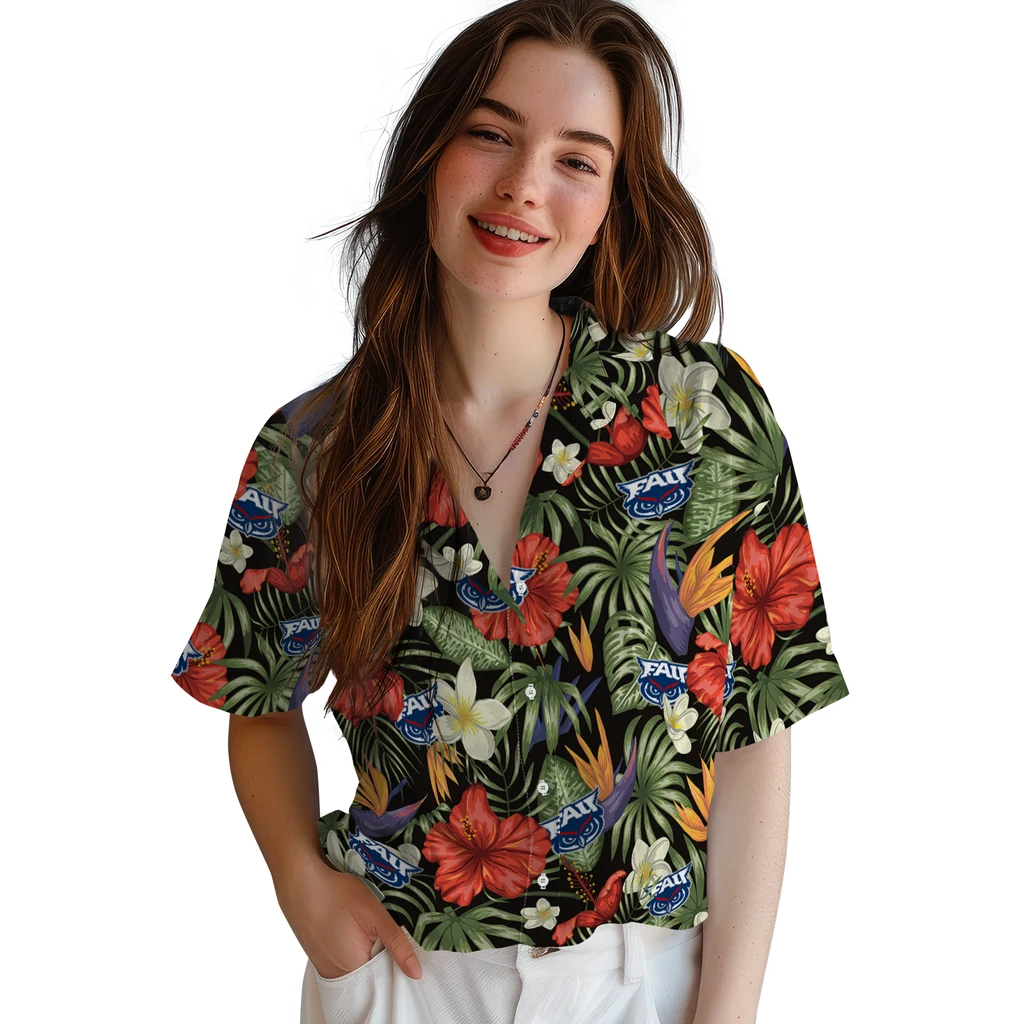 Florida Atlantic Owls Hawaiian Shirt - Hawaii Floral Hibiscus florida atlantic owls hibiscus bird hawaiian shirts latest model