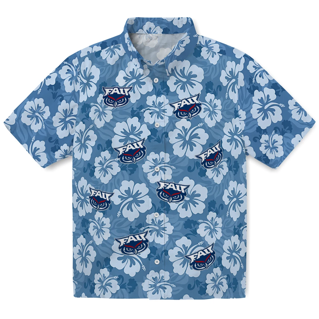 Florida Atlantic Owls Hawaiian Shirt - Hibiscus Cluster florida atlantic owls hibiscus cluster blue hawaiian shirts best selling