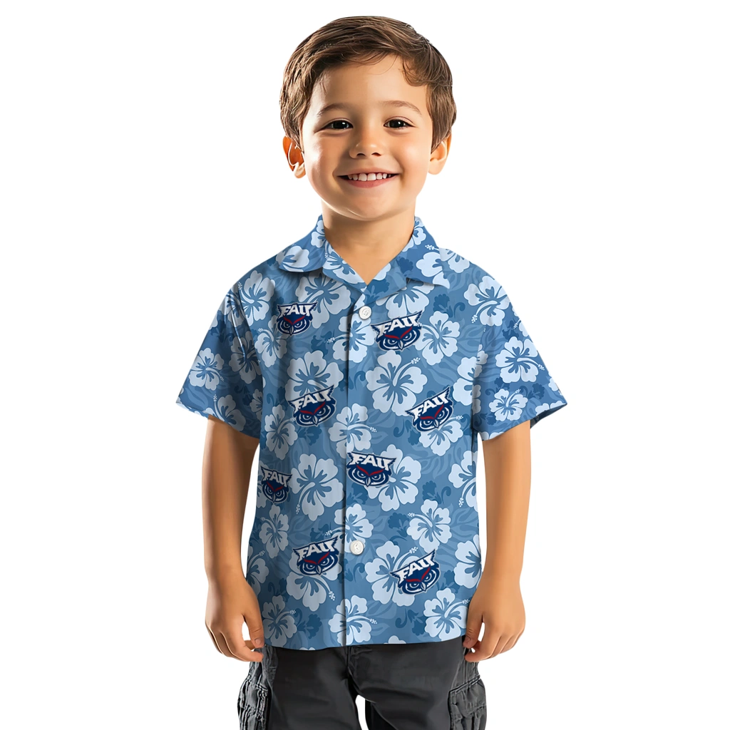 Florida Atlantic Owls Hawaiian Shirt - Hibiscus Cluster florida atlantic owls hibiscus cluster blue hawaiian shirts top rated