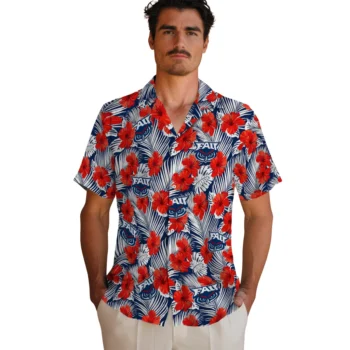 florida atlantic owls hibiscus fiesta red royal blue hawaiian shirts fashion forward