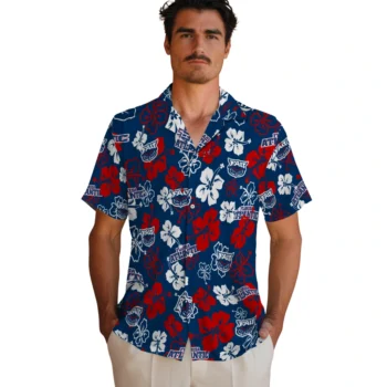 florida atlantic owls hibiscus bloom blue hawaiian shirts fashion forward