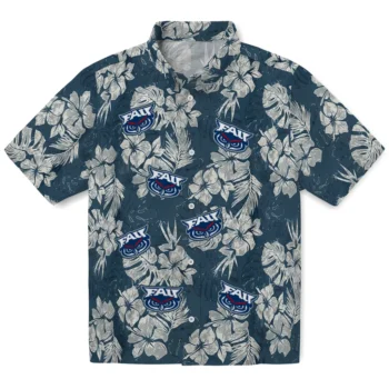 florida atlantic owls hibiscus flowers navy blue hawaiian shirts best selling