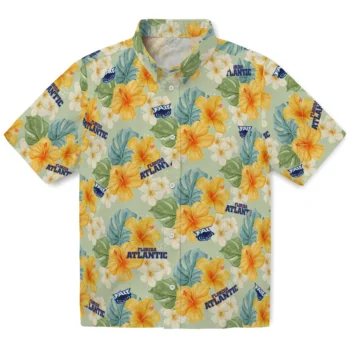 florida atlantic owls hibiscus mood pale lime yellow hawaiian shirts best selling