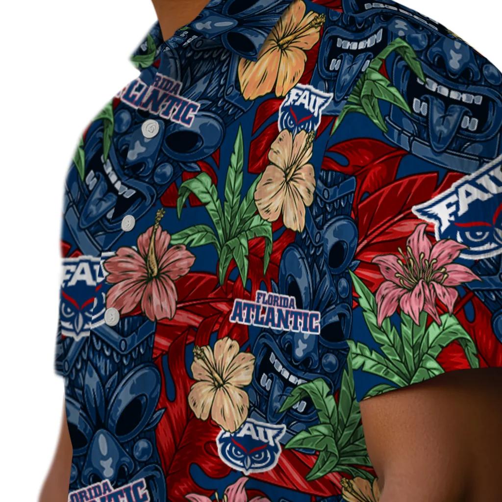 Florida Atlantic Owls Hawaiian Shirt - Hibiscus Tiki Jungle florida atlantic owls tiki jungle blue hawaiian shirts trendy