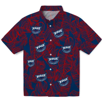 florida atlantic owls leaf outline blue hawaiian shirts best selling