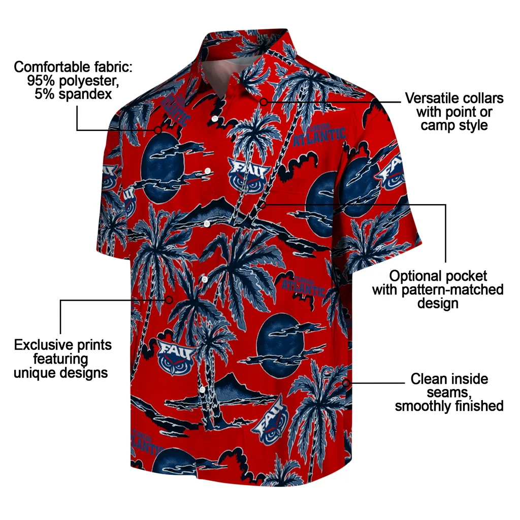 Florida Atlantic Owls Hawaiian Shirt - Palm Sunset florida atlantic owls palm sunset hawaiian shirts new arrival