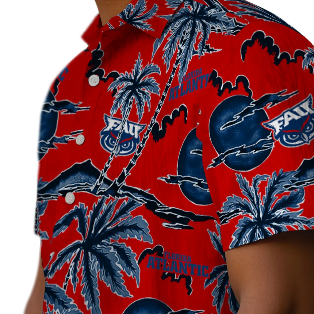 Florida Atlantic Owls Hawaiian Shirt - Palm Sunset florida atlantic owls palm sunset hawaiian shirts trendy