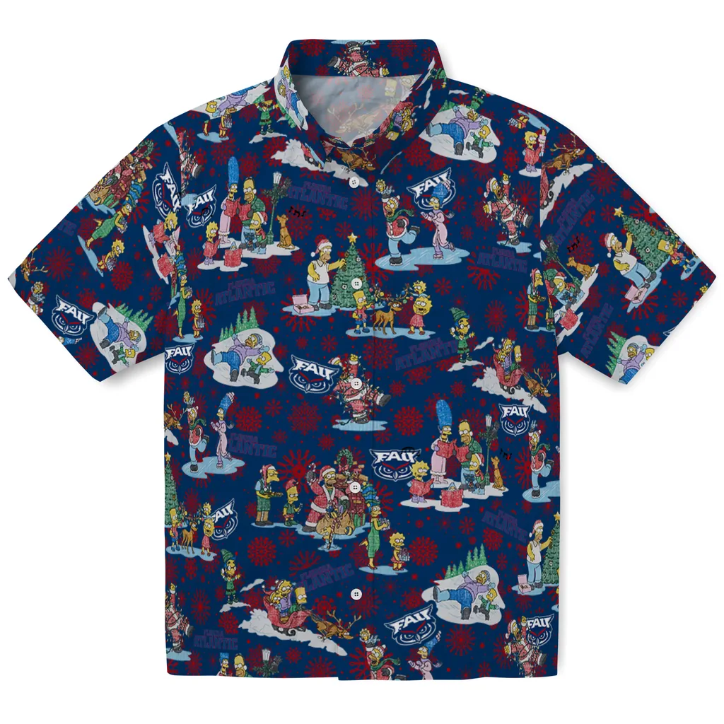Florida Atlantic Owls Hawaiian Shirt - Simpsons Christmas florida atlantic owls simpsons christmas blue hawaiian shirts best selling