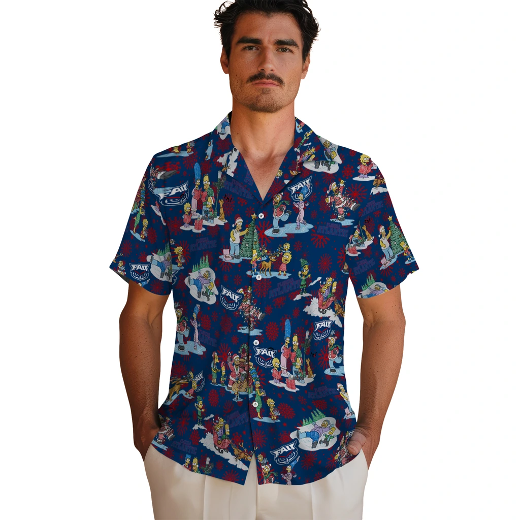 Florida Atlantic Owls Hawaiian Shirt - Simpsons Christmas florida atlantic owls simpsons christmas blue hawaiian shirts fashion forward