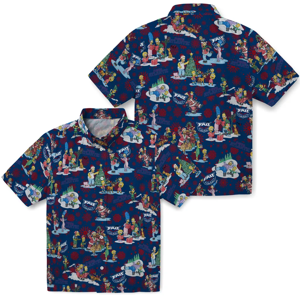 Florida Atlantic Owls Hawaiian Shirt - Simpsons Christmas florida atlantic owls simpsons christmas blue hawaiian shirts high quality