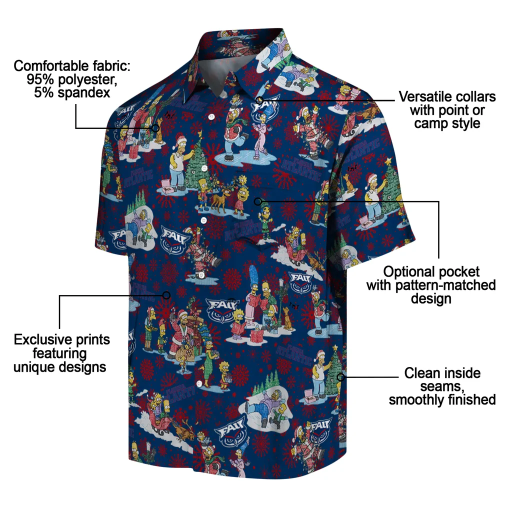 Florida Atlantic Owls Hawaiian Shirt - Simpsons Christmas florida atlantic owls simpsons christmas blue hawaiian shirts new arrival
