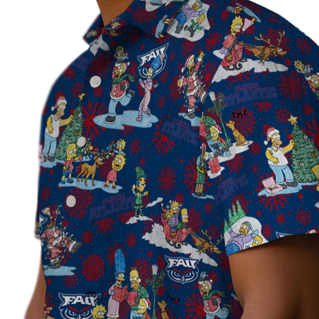 Florida Atlantic Owls Hawaiian Shirt - Simpsons Christmas florida atlantic owls simpsons christmas blue hawaiian shirts trendy
