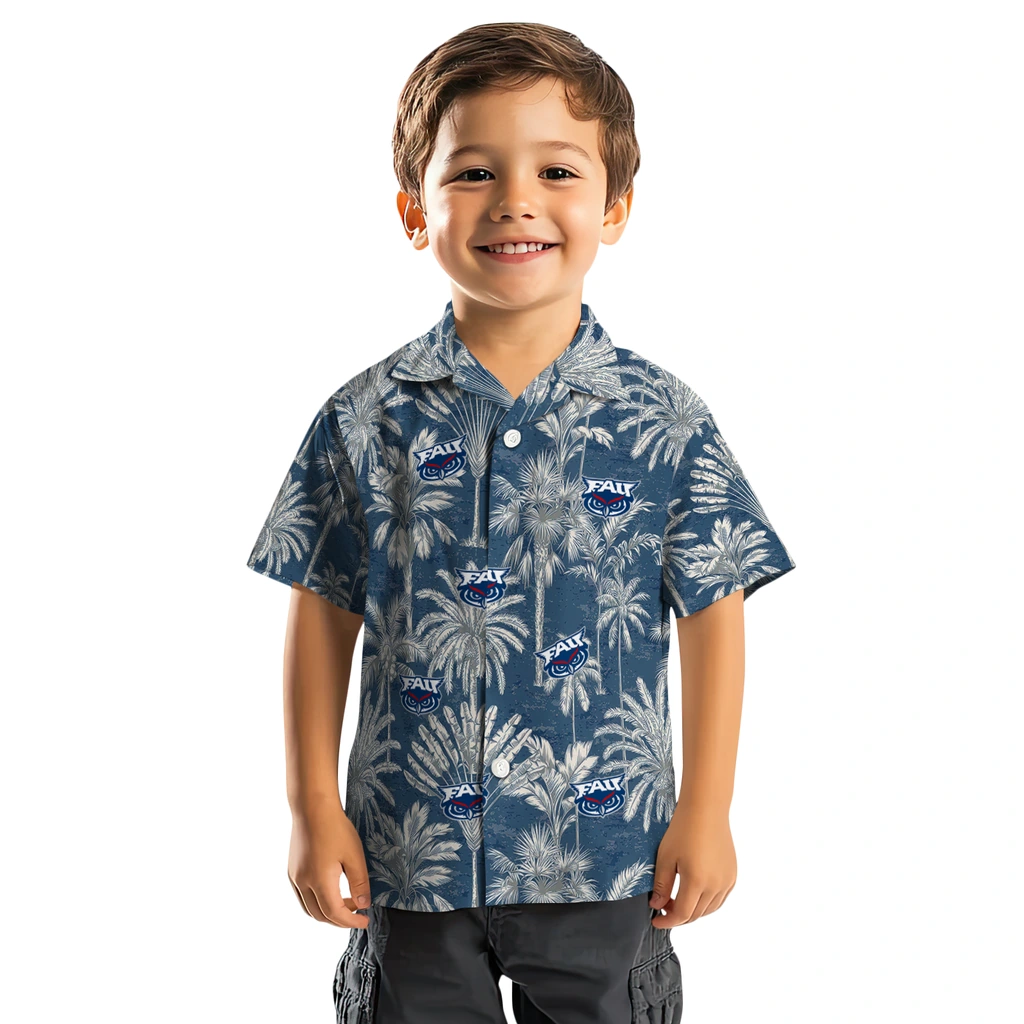 Florida Atlantic Owls Hawaiian Shirt - Vintage Palm Tree florida atlantic owls palm shadows blue hawaiian shirts top rated