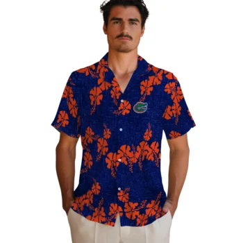 florida gators hibiscus petals blue hawaiian shirts fashion forward