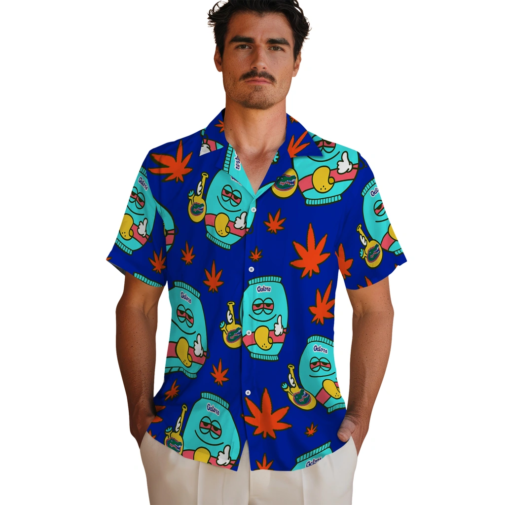 Florida Gators Hawaiian Shirt - Chill Vibe florida gators bong smile blue hawaiian shirts fashion forward