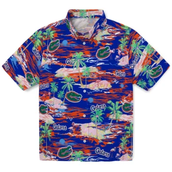 florida gators flamingo retreat blue hawaiian shirts best selling