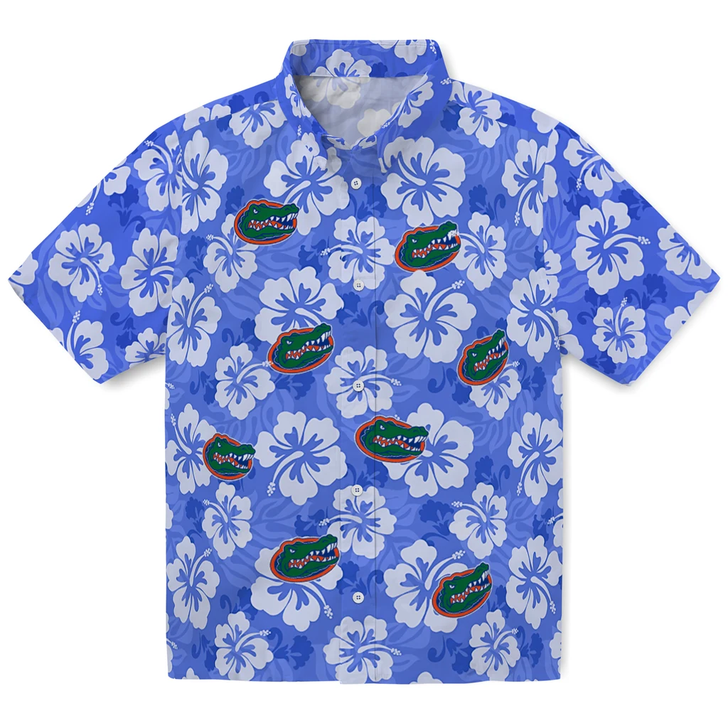 Florida Gators Hawaiian Shirt - Hibiscus Cluster florida gators hibiscus cluster blue hawaiian shirts best selling