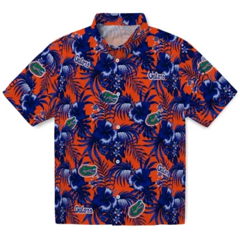 florida gators hibiscus exotic blue hawaiian shirts best selling
