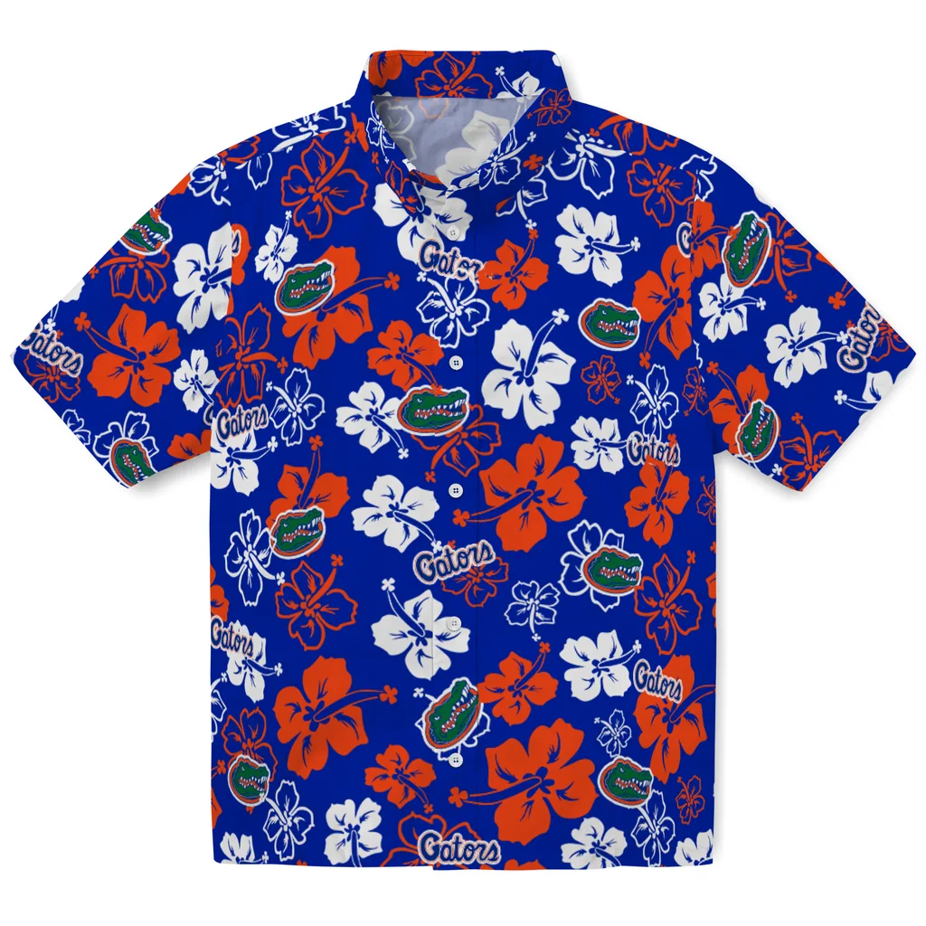 Florida Gators Hawaiian Shirt - Hibiscus Flower Design florida gators hibiscus bloom blue hawaiian shirts best selling