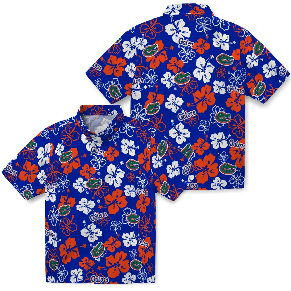 Florida Gators Hawaiian Shirt - Hibiscus Flower Design florida gators hibiscus bloom blue hawaiian shirts high quality