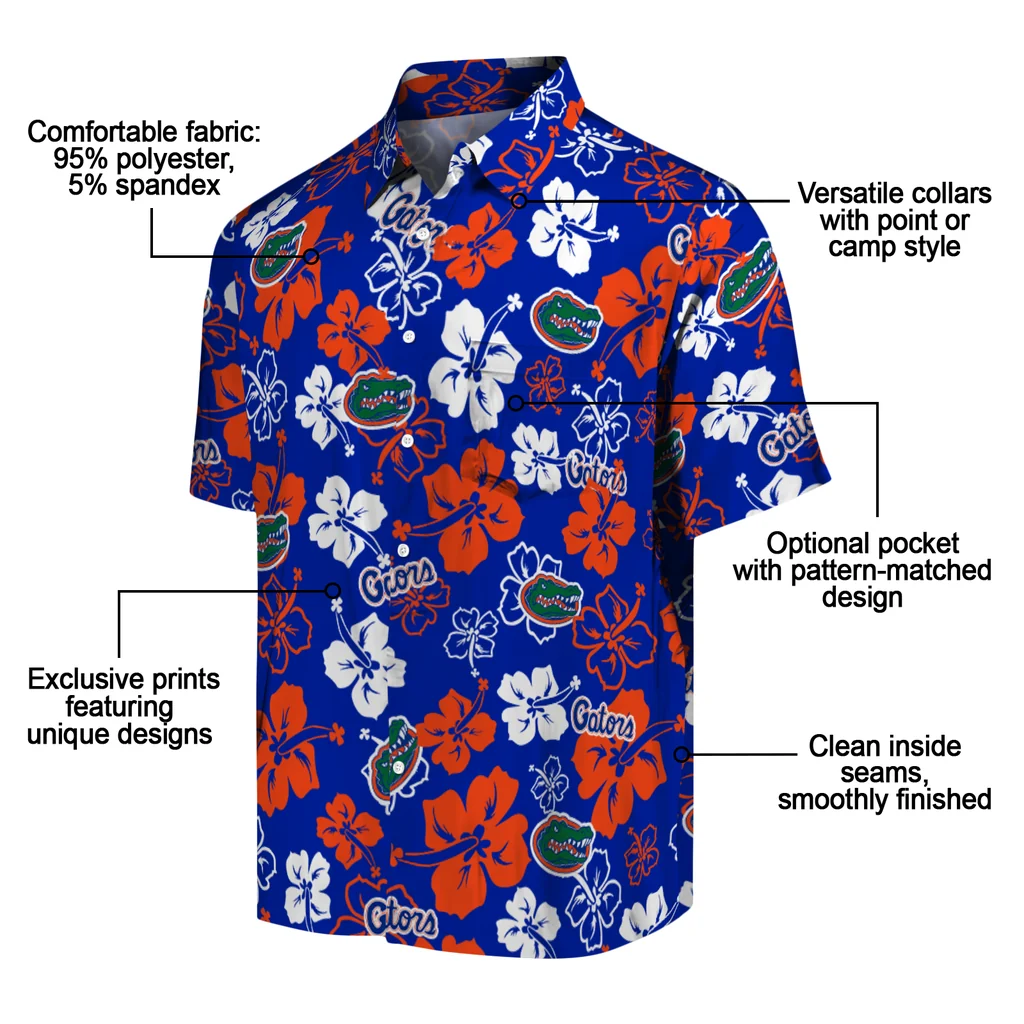 Florida Gators Hawaiian Shirt - Hibiscus Flower Design florida gators hibiscus bloom blue hawaiian shirts new arrival