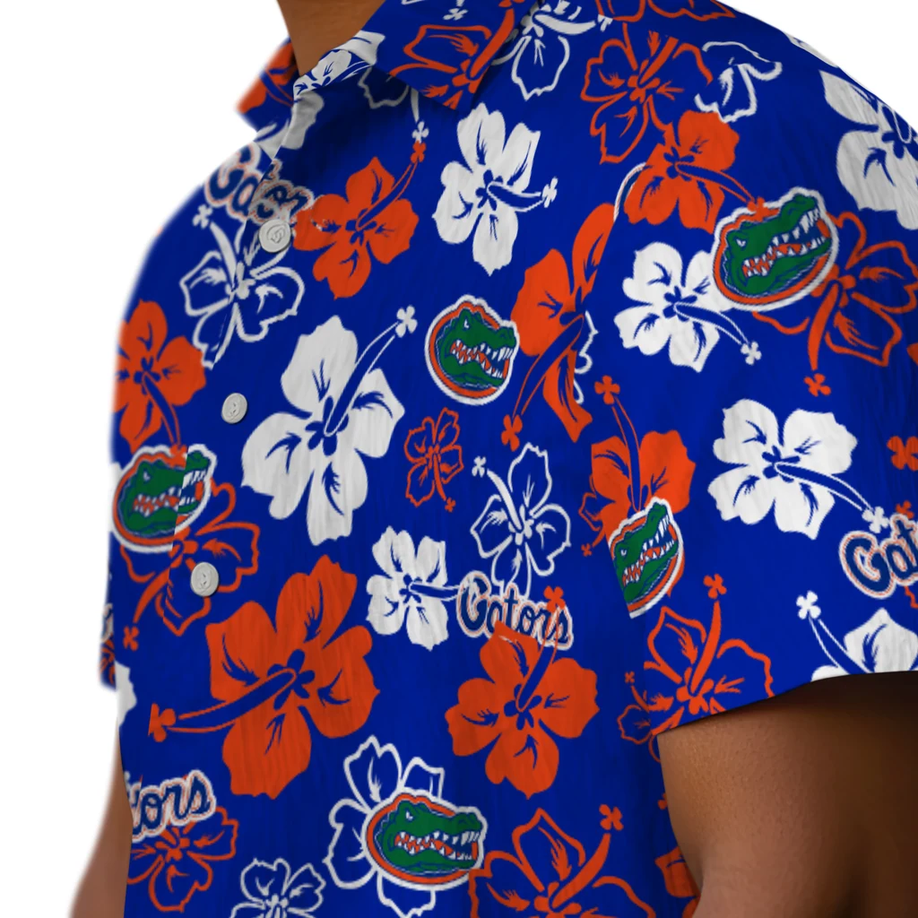 Florida Gators Hawaiian Shirt - Hibiscus Flower Design florida gators hibiscus bloom blue hawaiian shirts trendy