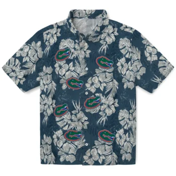 florida gators hibiscus flowers navy blue hawaiian shirts best selling