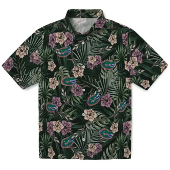 florida gators hibiscus leaves pattern green hawaiian shirts best selling
