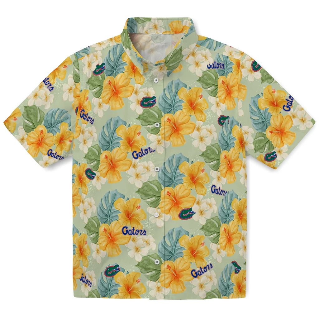 Florida Gators Hawaiian Shirt - Hibiscus Mood florida gators hibiscus mood pale lime yellow hawaiian shirts best selling