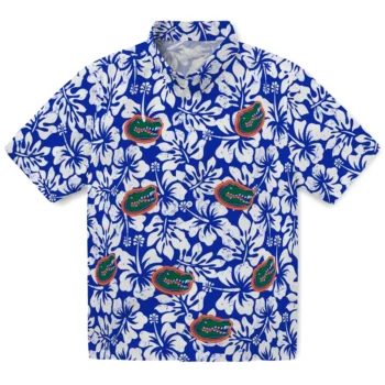 florida gators hibiscus motif blue white hawaiian shirts best selling