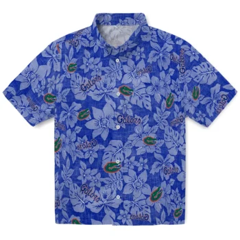 florida gators hibiscus oasis blue hawaiian shirts best selling
