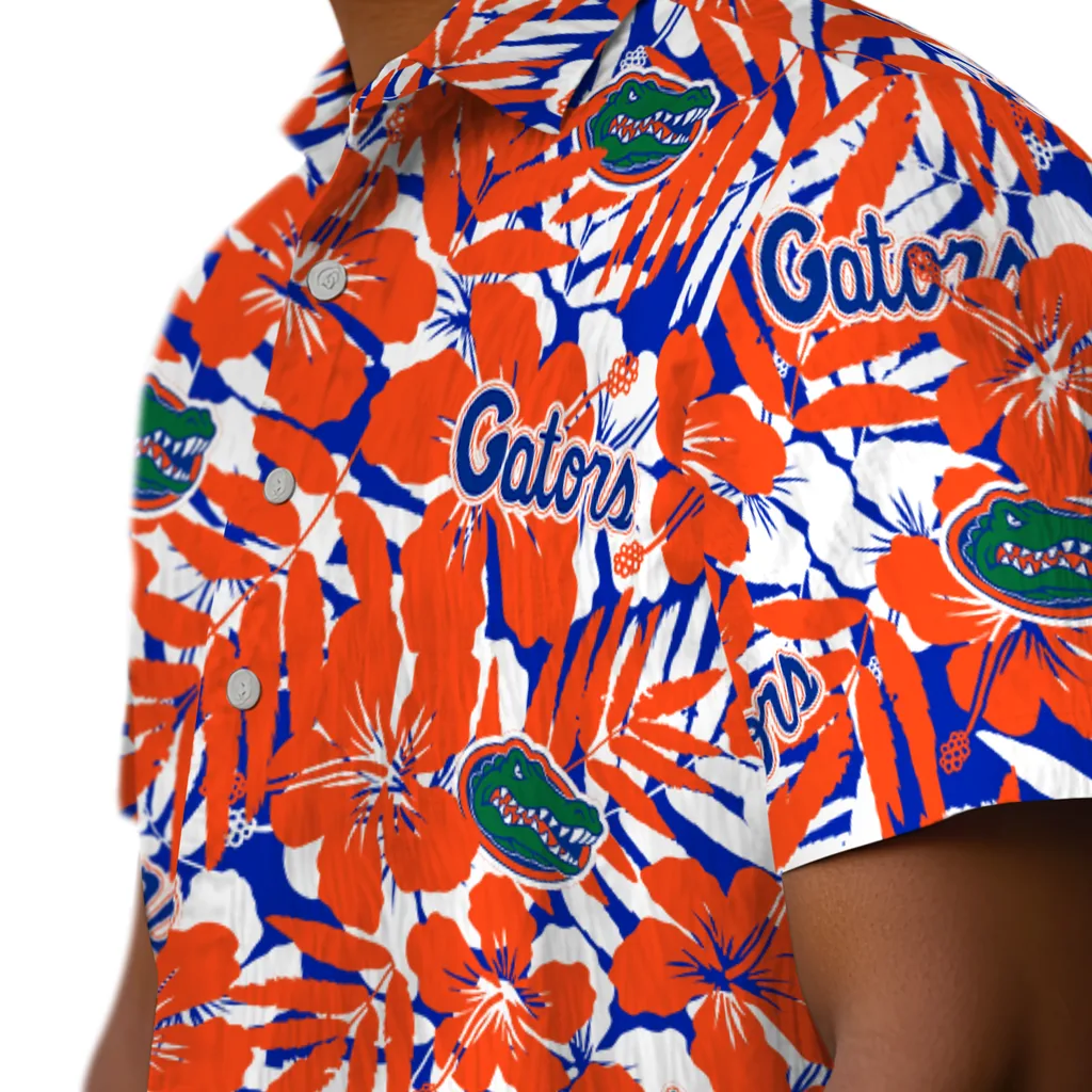 Florida Gators Hawaiian Shirt - Hibiscus Overlay florida gators hibiscus overlay hawaiian shirts trendy