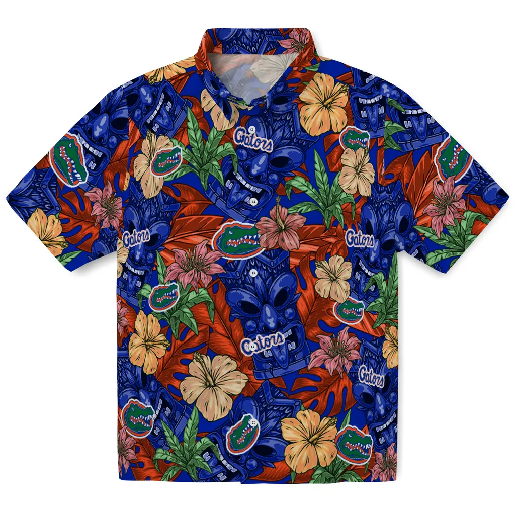 Florida Gators Hawaiian Shirt - Hibiscus Tiki Jungle florida gators tiki jungle blue hawaiian shirts best selling