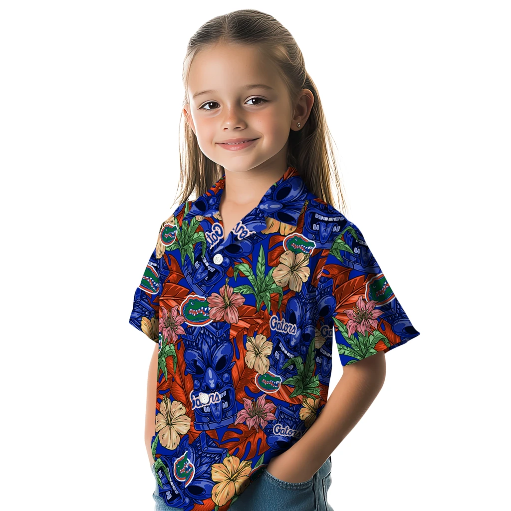 Florida Gators Hawaiian Shirt - Hibiscus Tiki Jungle florida gators tiki jungle blue hawaiian shirts premium grade
