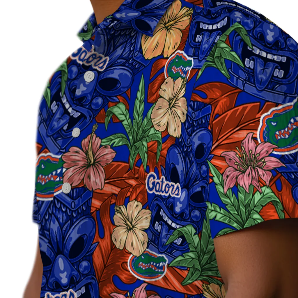 Florida Gators Hawaiian Shirt - Hibiscus Tiki Jungle florida gators tiki jungle blue hawaiian shirts trendy