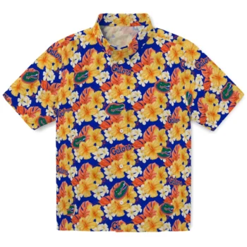 florida gators hibiscus tropics blue yellow hawaiian shirts best selling