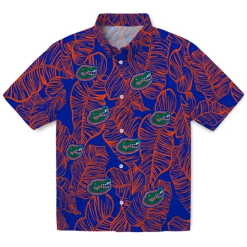 florida gators leaf outline blue hawaiian shirts best selling