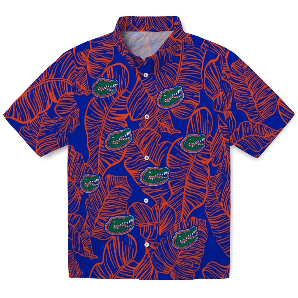 Florida Gators Hawaiian Shirt - Leaf Outline florida gators leaf outline blue hawaiian shirts best selling