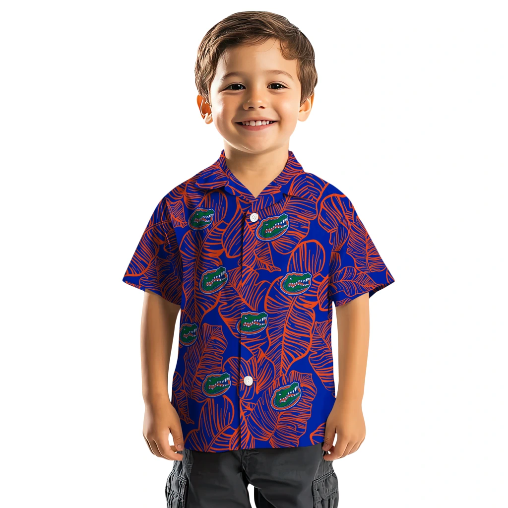 Florida Gators Hawaiian Shirt - Leaf Outline florida gators leaf outline blue hawaiian shirts top rated