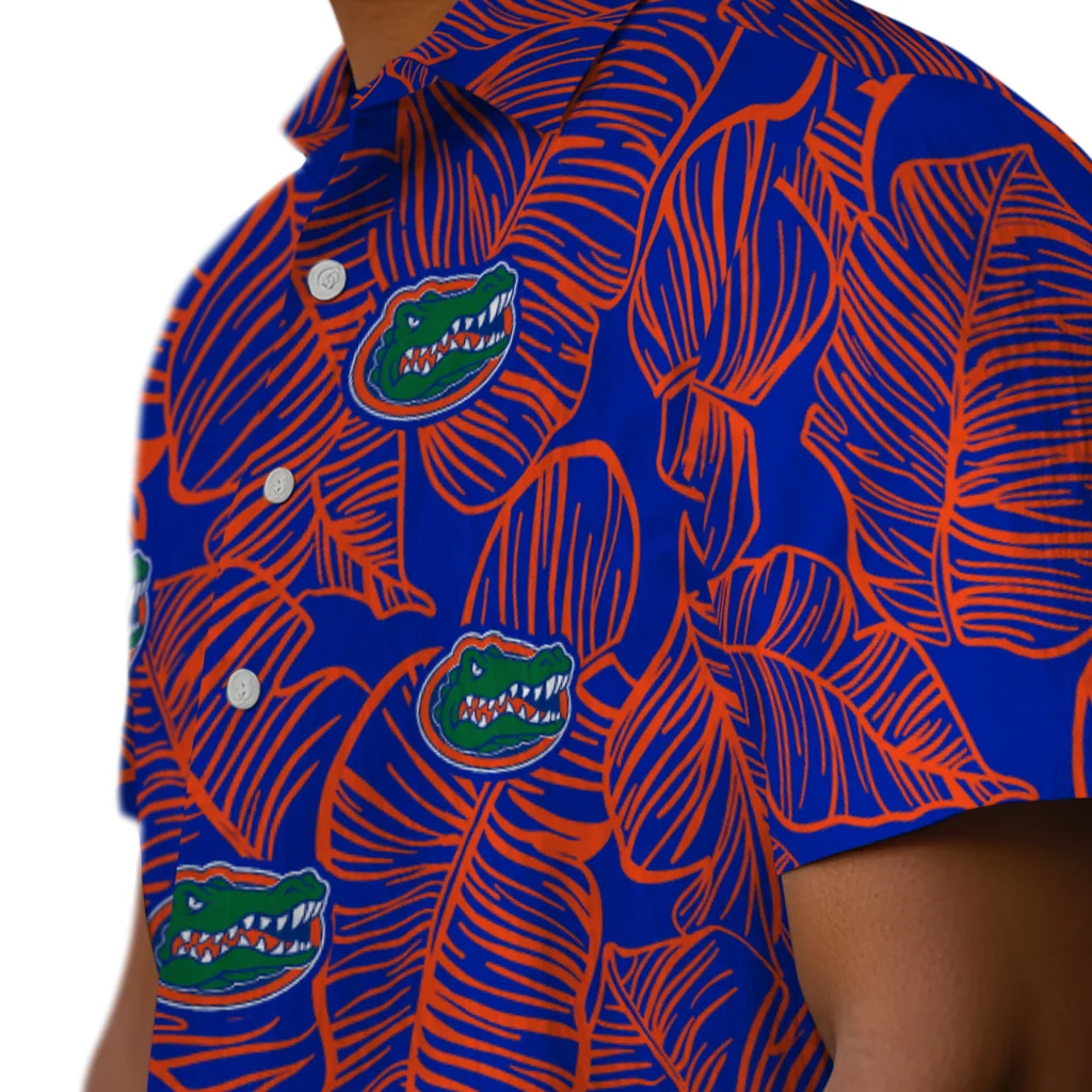 Florida Gators Hawaiian Shirt - Leaf Outline florida gators leaf outline blue hawaiian shirts trendy