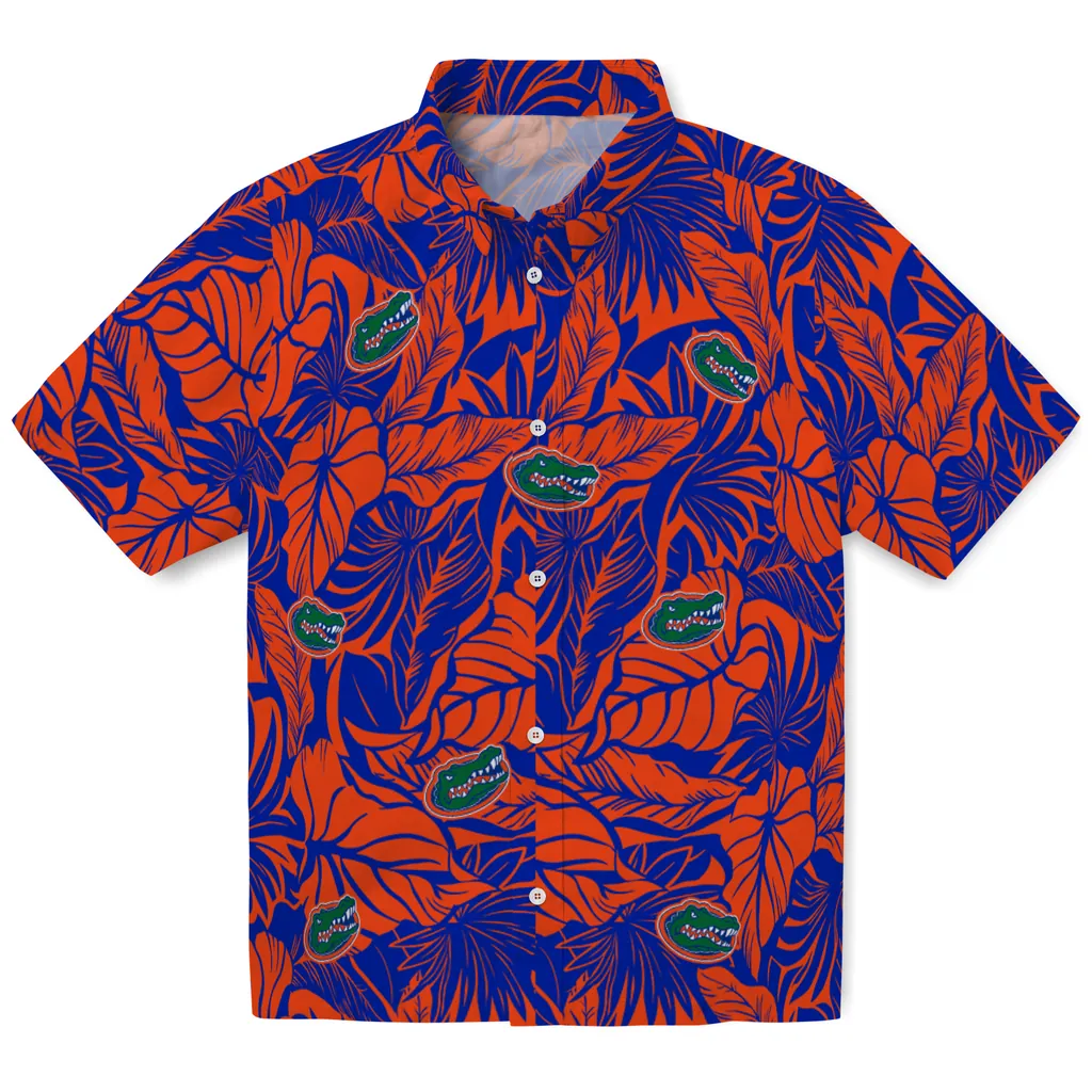 Florida Gators Hawaiian Shirt - Monstera Layer florida gators monstera layer blue hawaiian shirts best selling