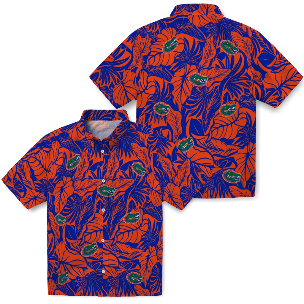 Florida Gators Hawaiian Shirt - Monstera Layer florida gators monstera layer blue hawaiian shirts high quality
