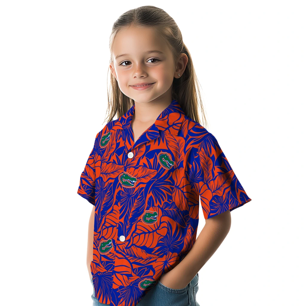 Florida Gators Hawaiian Shirt - Monstera Layer florida gators monstera layer blue hawaiian shirts premium grade