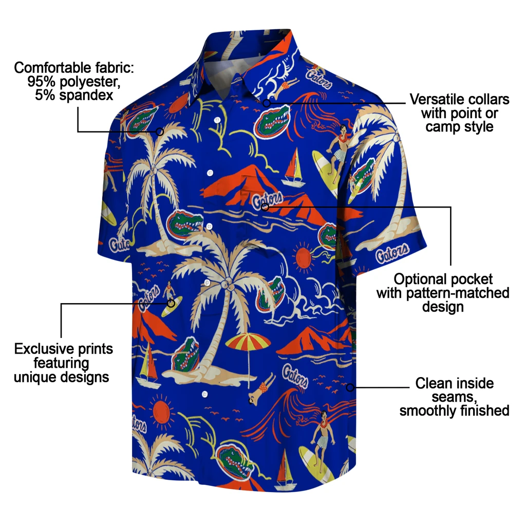 Florida Gators Hawaiian Shirt - Palm Tree Island florida gators palm tree island blue hawaiian shirts new arrival