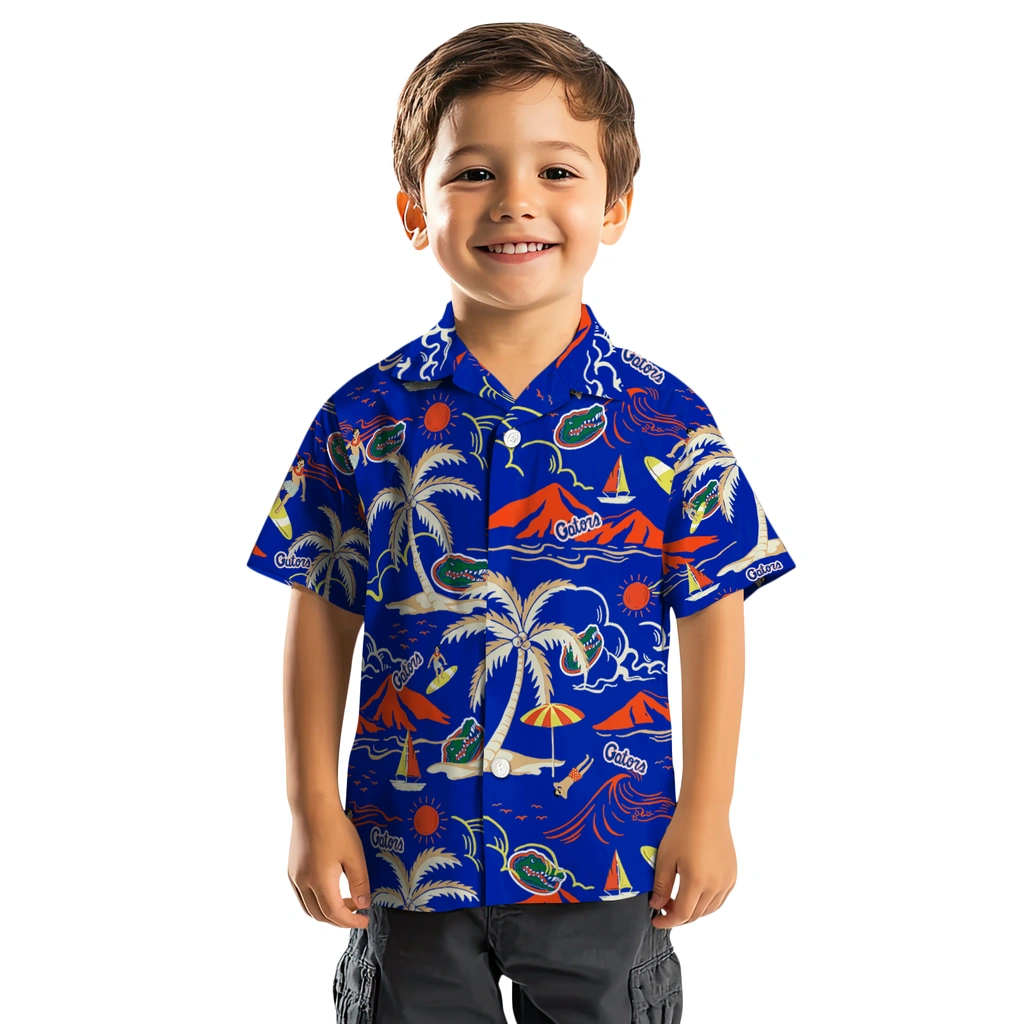 Florida Gators Hawaiian Shirt - Palm Tree Island florida gators palm tree island blue hawaiian shirts top rated