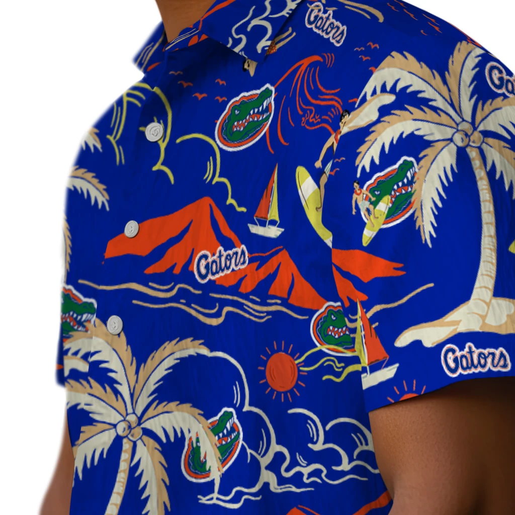 Florida Gators Hawaiian Shirt - Palm Tree Island florida gators palm tree island blue hawaiian shirts trendy