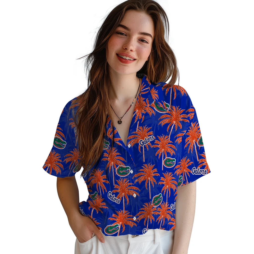 Florida Gators Hawaiian Shirt - Palm Tree Motif florida gators palm grove blue hawaiian shirts latest model