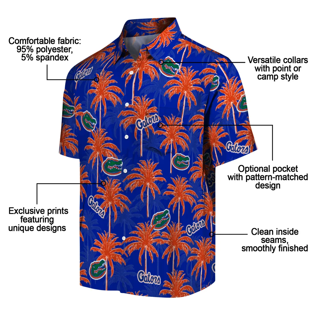 Florida Gators Hawaiian Shirt - Palm Tree Motif florida gators palm grove blue hawaiian shirts new arrival