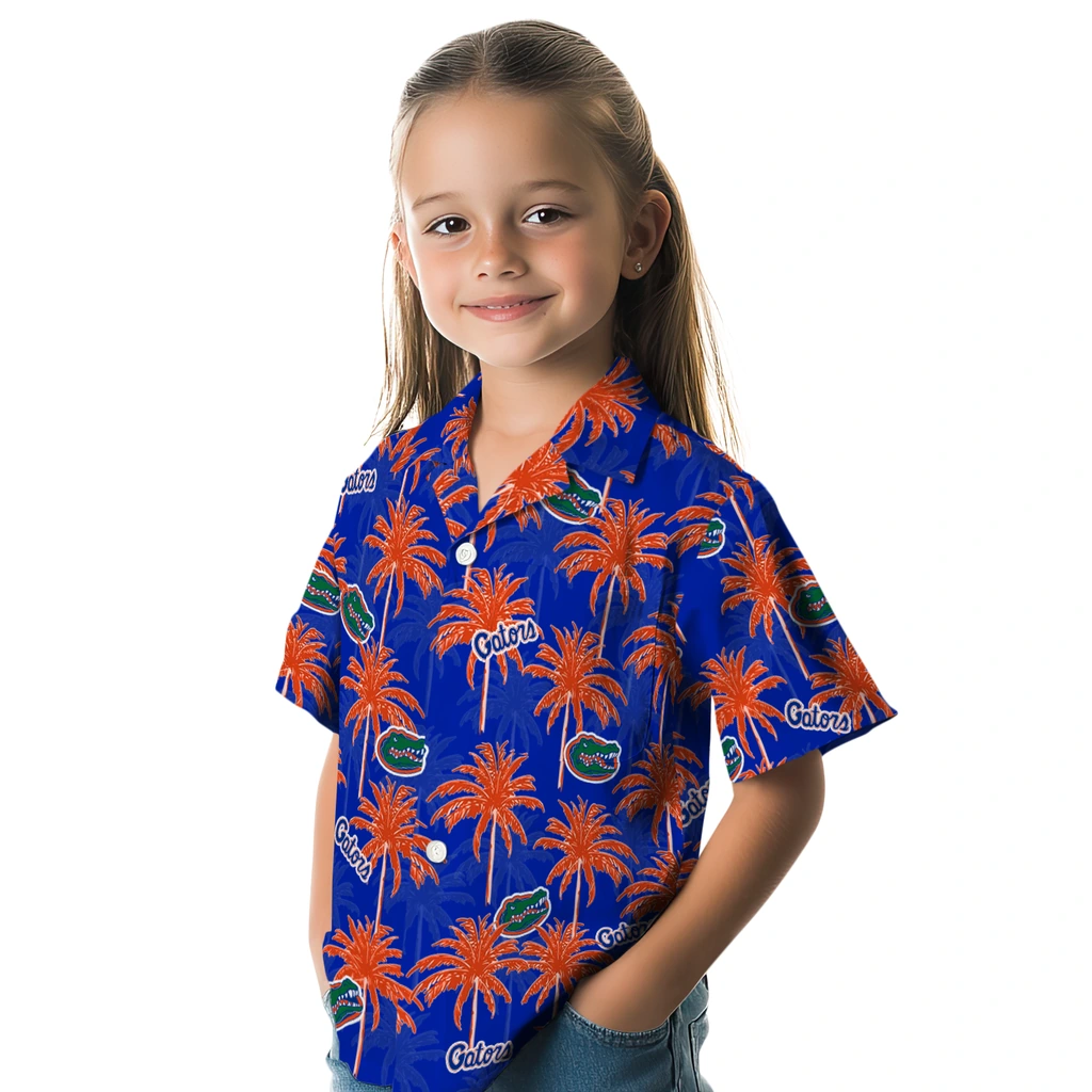 Florida Gators Hawaiian Shirt - Palm Tree Motif florida gators palm grove blue hawaiian shirts premium grade