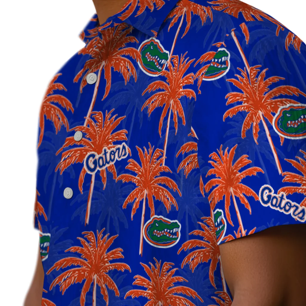 Florida Gators Hawaiian Shirt - Palm Tree Motif florida gators palm grove blue hawaiian shirts trendy
